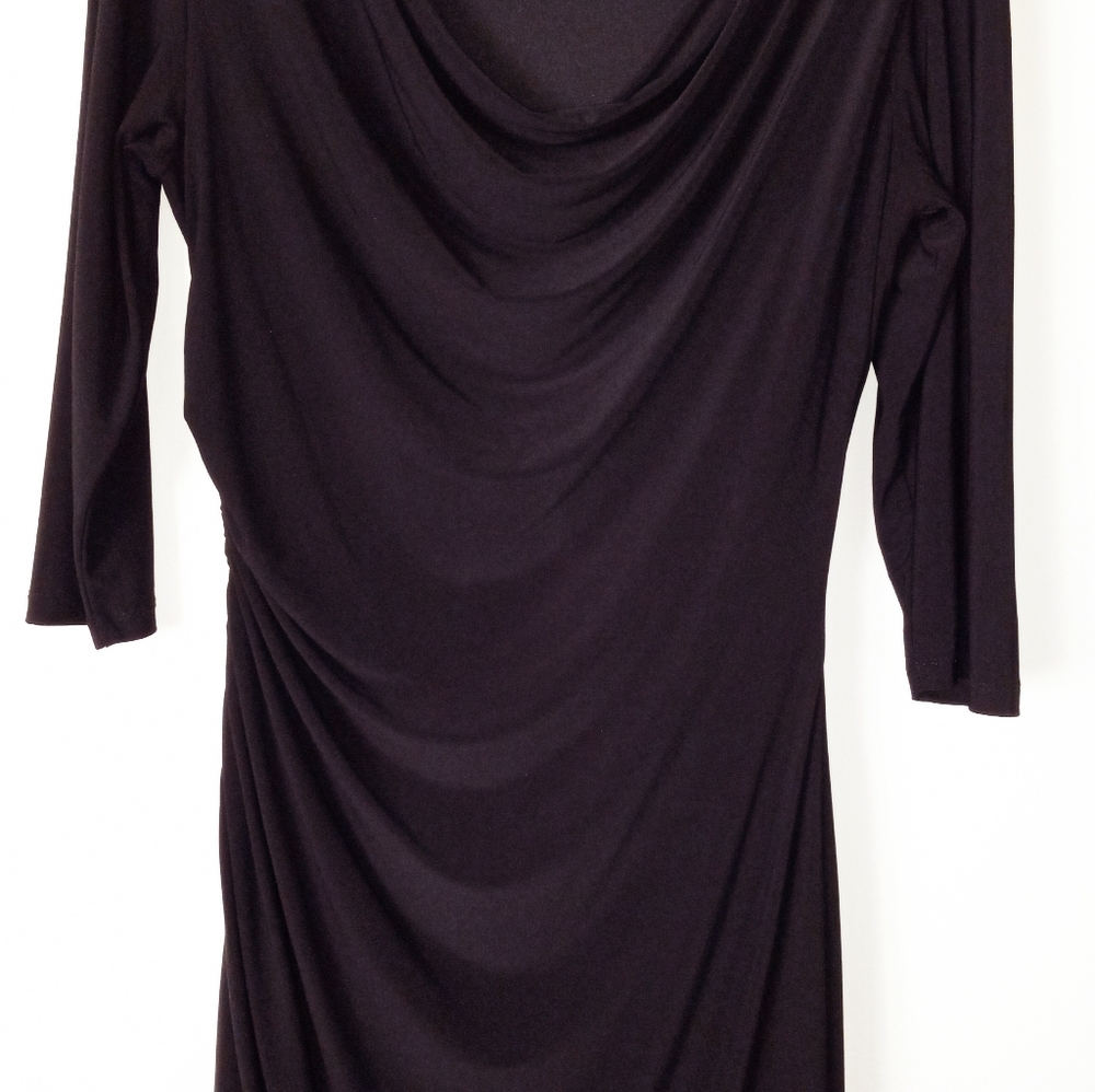 Ronni Nicole size 12 little black dress long sleeve scoop cowl 3/4 sleev… - Picture 2 of 10